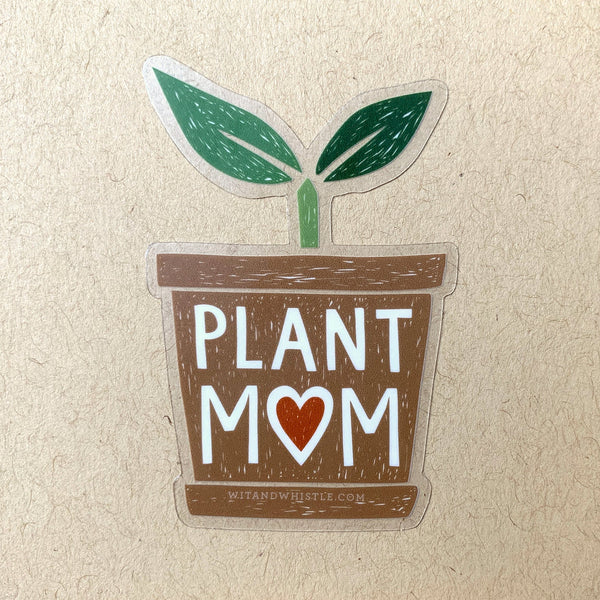 clear plant mom sticker